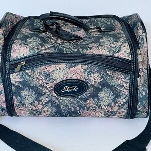 Vintage Floral Roses Skyway Retro‎ Travel Carryon Luggage Bag Handles Canvas